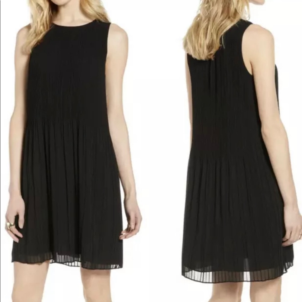 NWT Halogen NORDSTROM pleated black shift dress size M  whimsigoth grunge emo